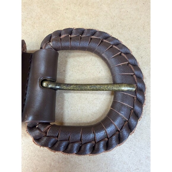 J. Jill Leaf Punch Design Wide Brown Leather Belt Hip or Waist Hippie Boho Sz M main image 5